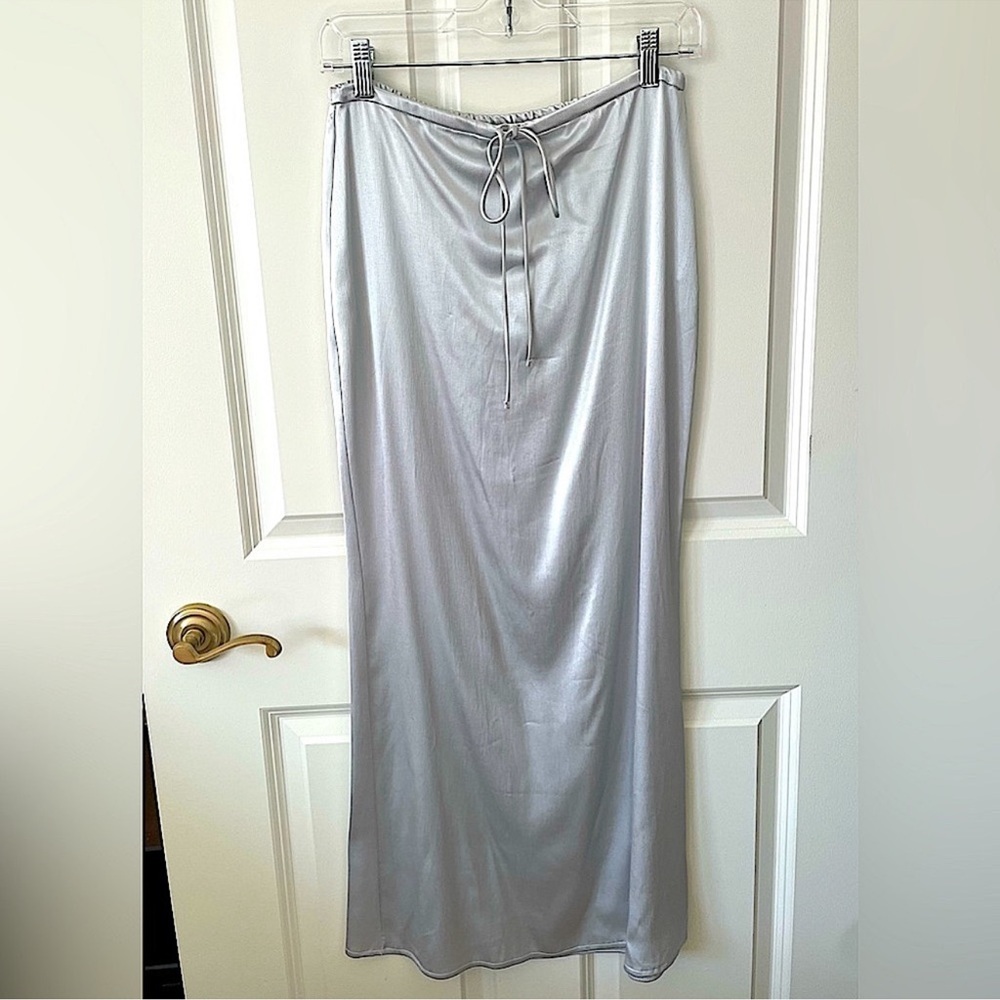 NWT ZARA LONG SATIN DRAWSTRING SKIRT, Sz M